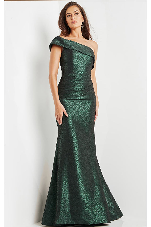 jovani green one shoulder dress Jovani 09339 - Long Sheath Dress