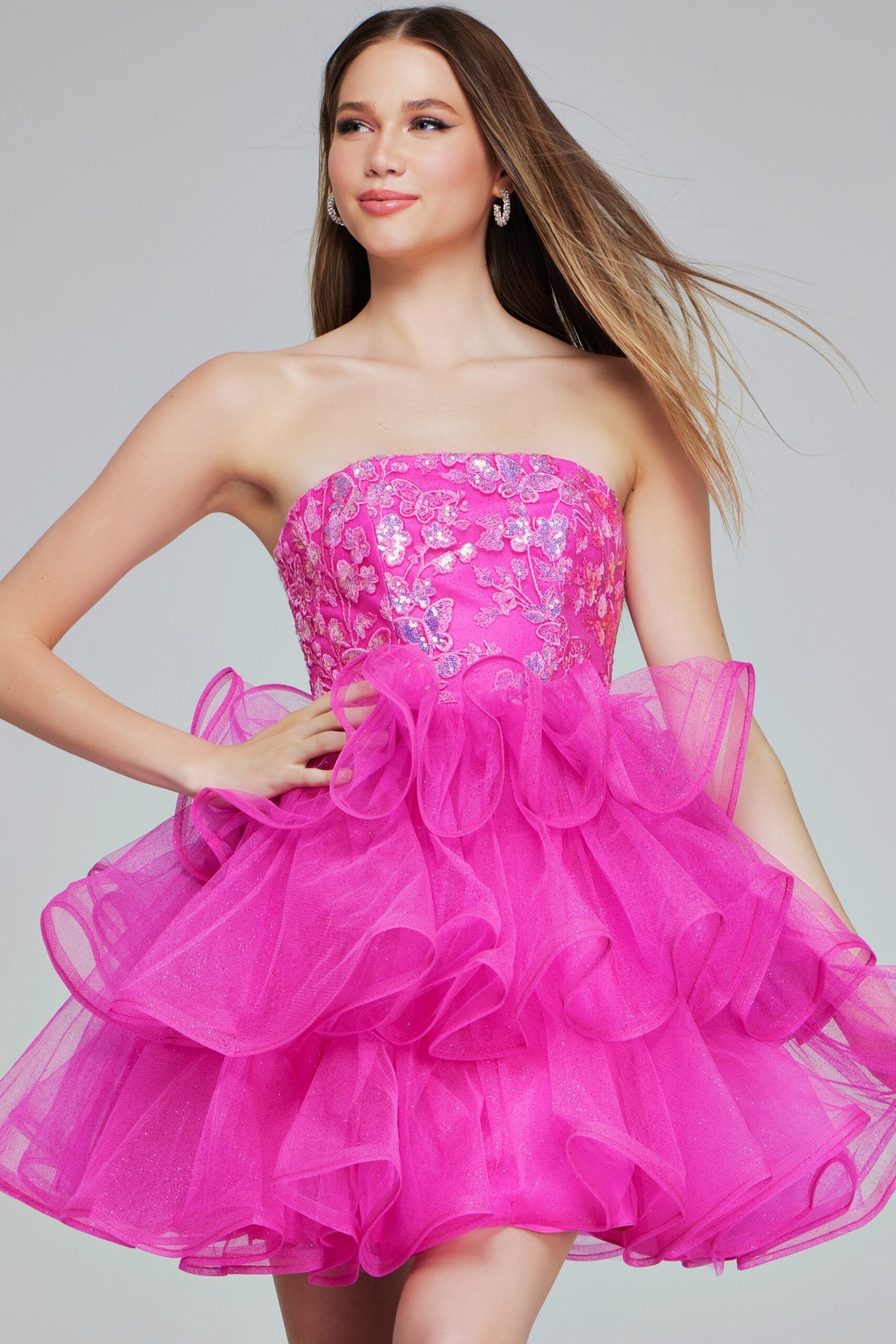 Jovani - K38440 - Beaded A-Line Ruffled Dress Jovani - K38440 - Beaded A-Line Ruffled Dress