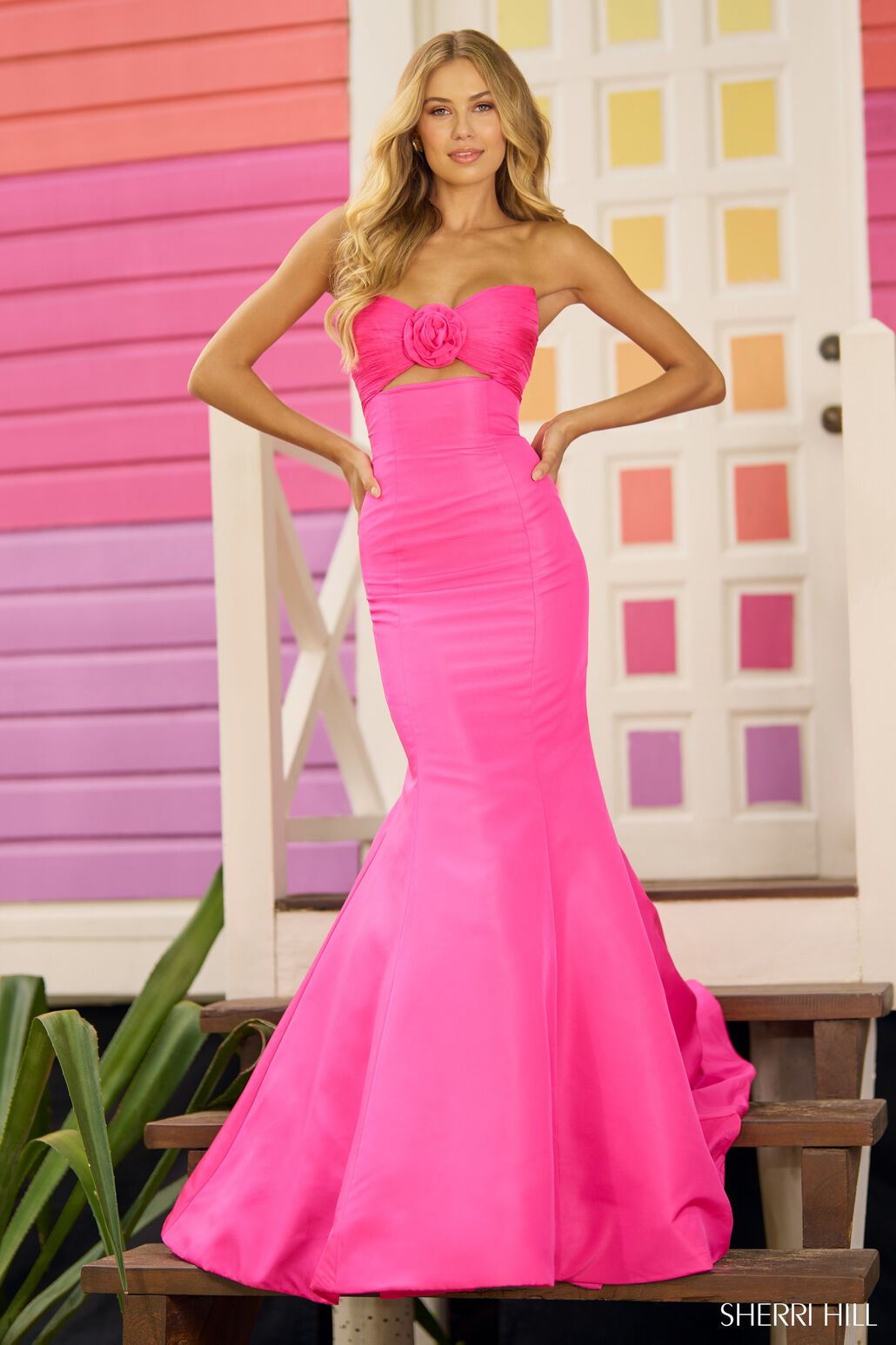 SHERRI HILL - 56058 - Strapless Taffeta Mermaid Gown SHERRI HILL - 56058 - Strapless Taffeta Mermaid Gown