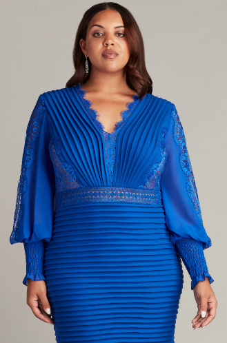 TADASHI SHOJI - BOS21070MXQ - SULLIVAN BISHOP SLEEVE DRESS - PLUS SIZE TADASHI SHOJI - BOS21070MXQ - SULLIVAN BISHOP SLEEVE DRESS - PLUS SIZE