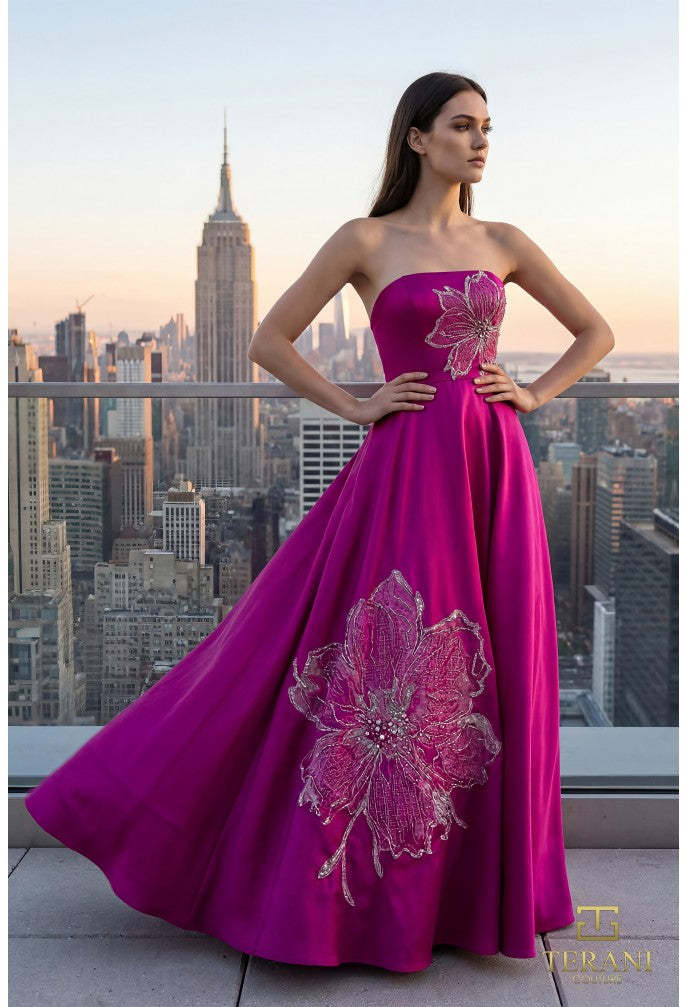 black satin evening dress A-Line Satin Evening Dress with Pockets CD337 – Sparkly Gowns main image 0