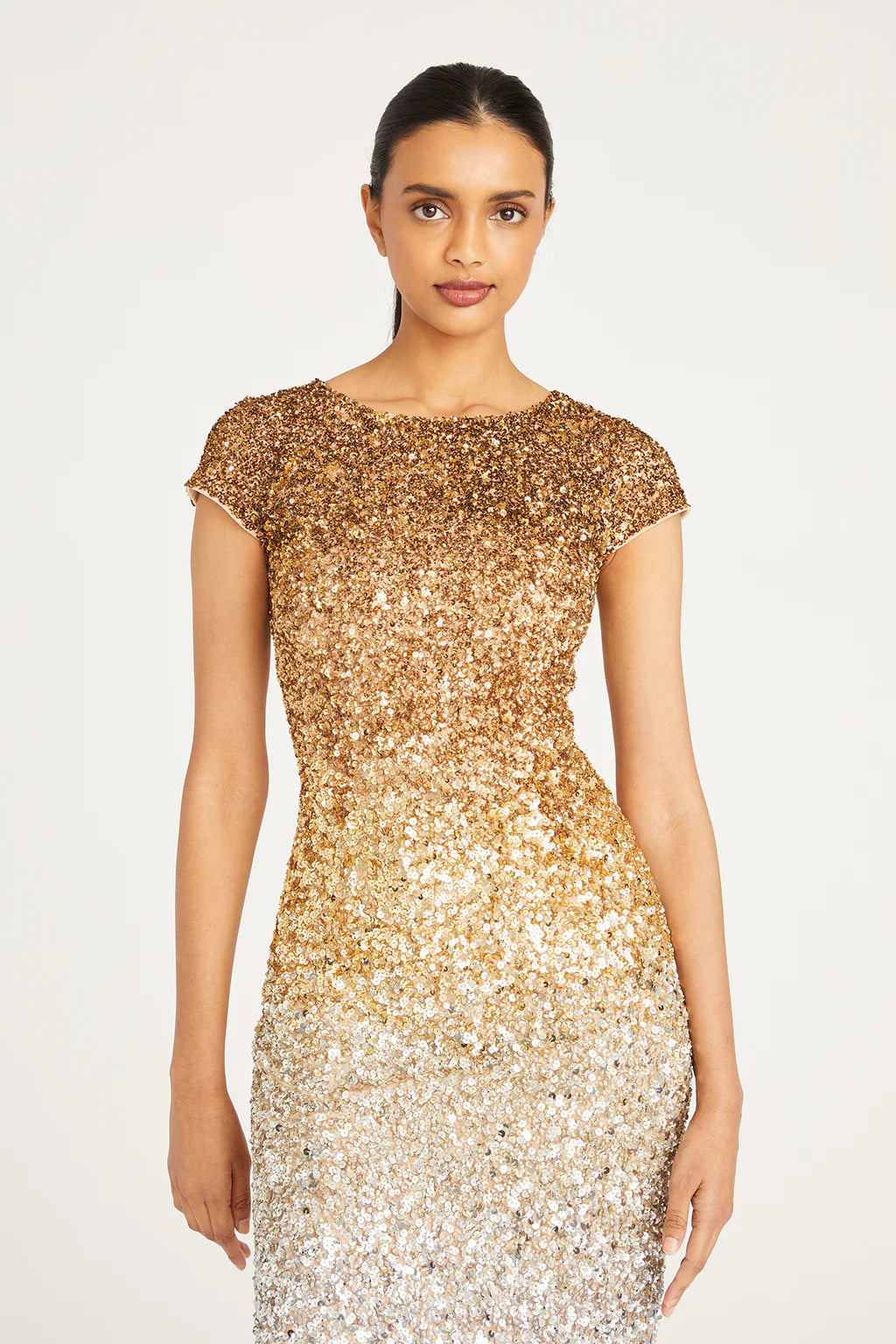Theia Women's Irma Sequin-Embroidered Dress - Gold Silver - Size 16 Theia Women's Irma Sequin-Embroidered Dress - Gold Silver - Size 16