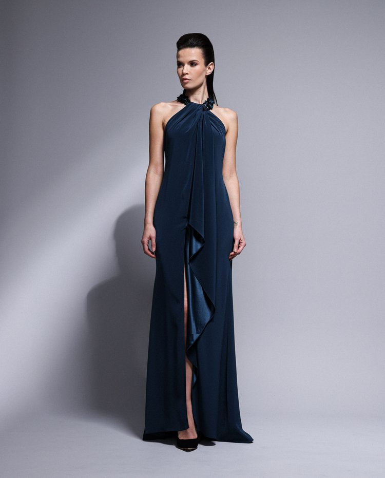 VERDAVAINNE - 1054 - CREPE TOGA EVENING GOWN | MADELINE'S BOUTIQUE Light Teal / 16 VERDAVAINNE - 1054 - CREPE TOGA EVENING GOWN | MADELINE'S BOUTIQUE Light Teal / 16