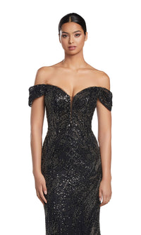 black off shoulder sequin dress Jaded Rose off shoulder sequin maxi dress in black