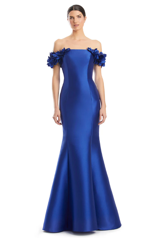 Alexander by Daymor - 1991 - Elegant Off-the-Shoulder Evening Gown Navy / 12 Alexander by Daymor - 1991 - Elegant Off-the-Shoulder Evening Gown Navy / 12