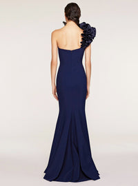 Frascara 4227 Jersey Gown - Sleek and fitted one-shoulder gown with ruffle detail, perfect for formal events and special occasions.
