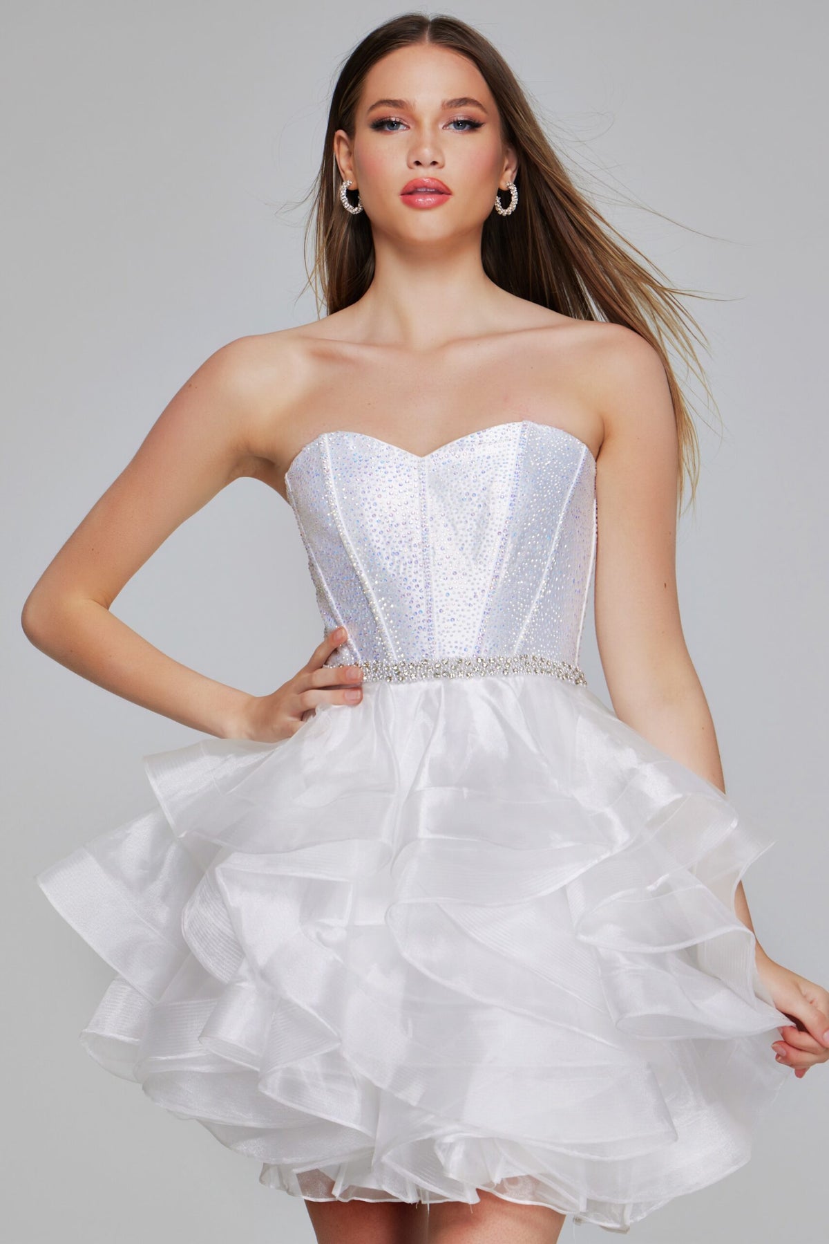strapless ruffle mini dress Jovani - K39311
