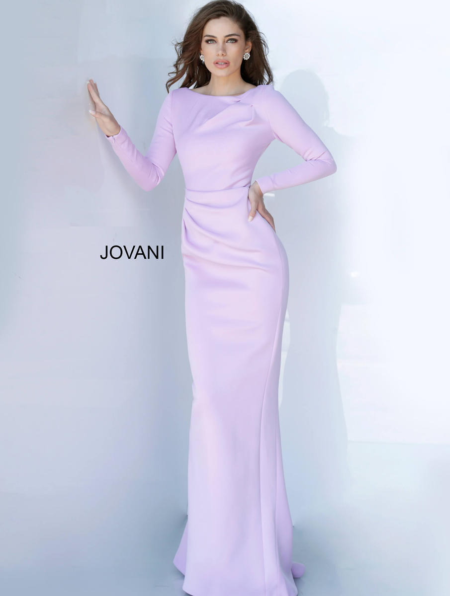 JOVANI - 12022 - Long Sleeve Ruched Bodice Evening Dress