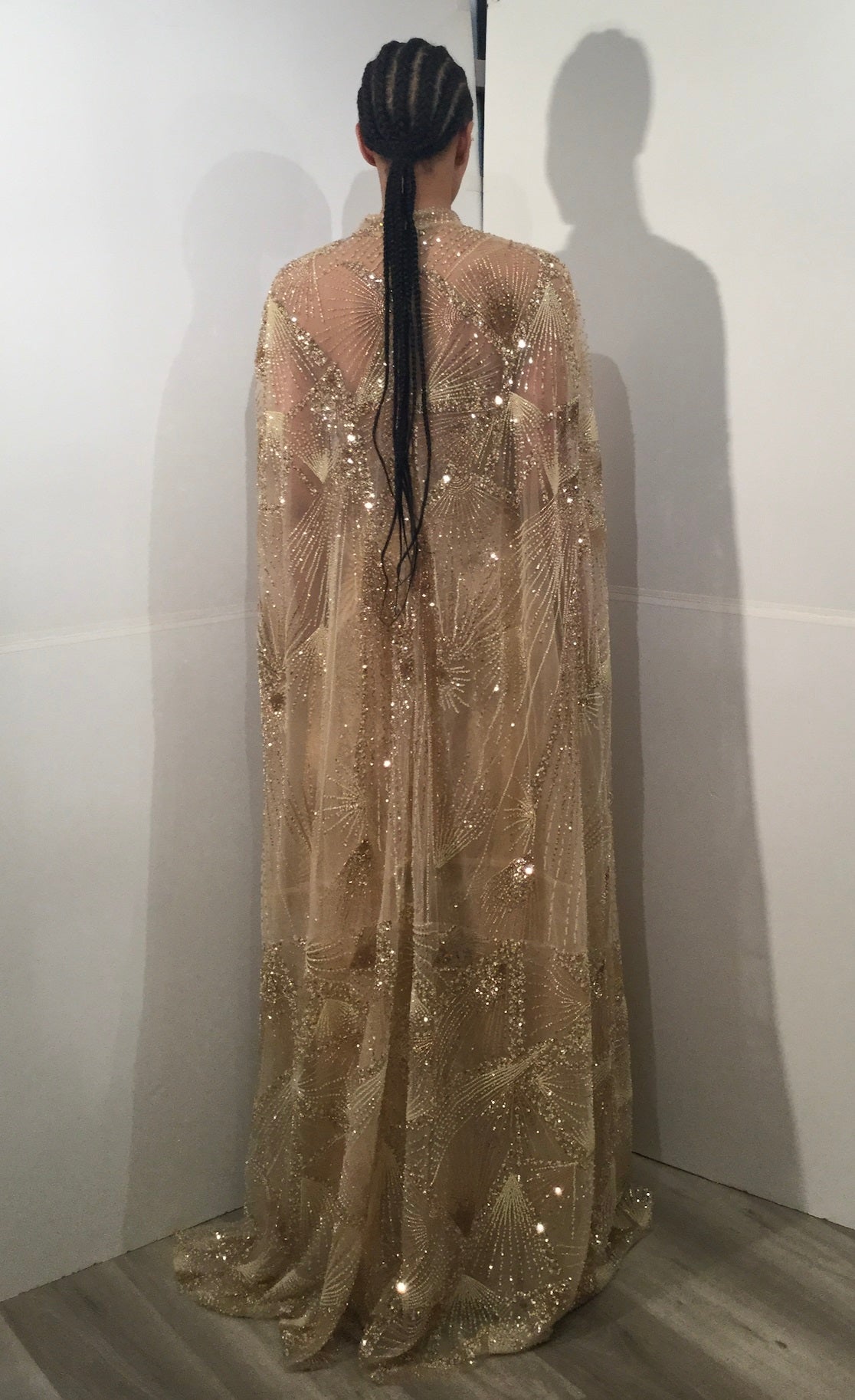Jovani - 39214 - Embellished Gown with Sheer Cape Gold / 12 Jovani - 39214 - Embellished Gown with Sheer Cape Gold / 12