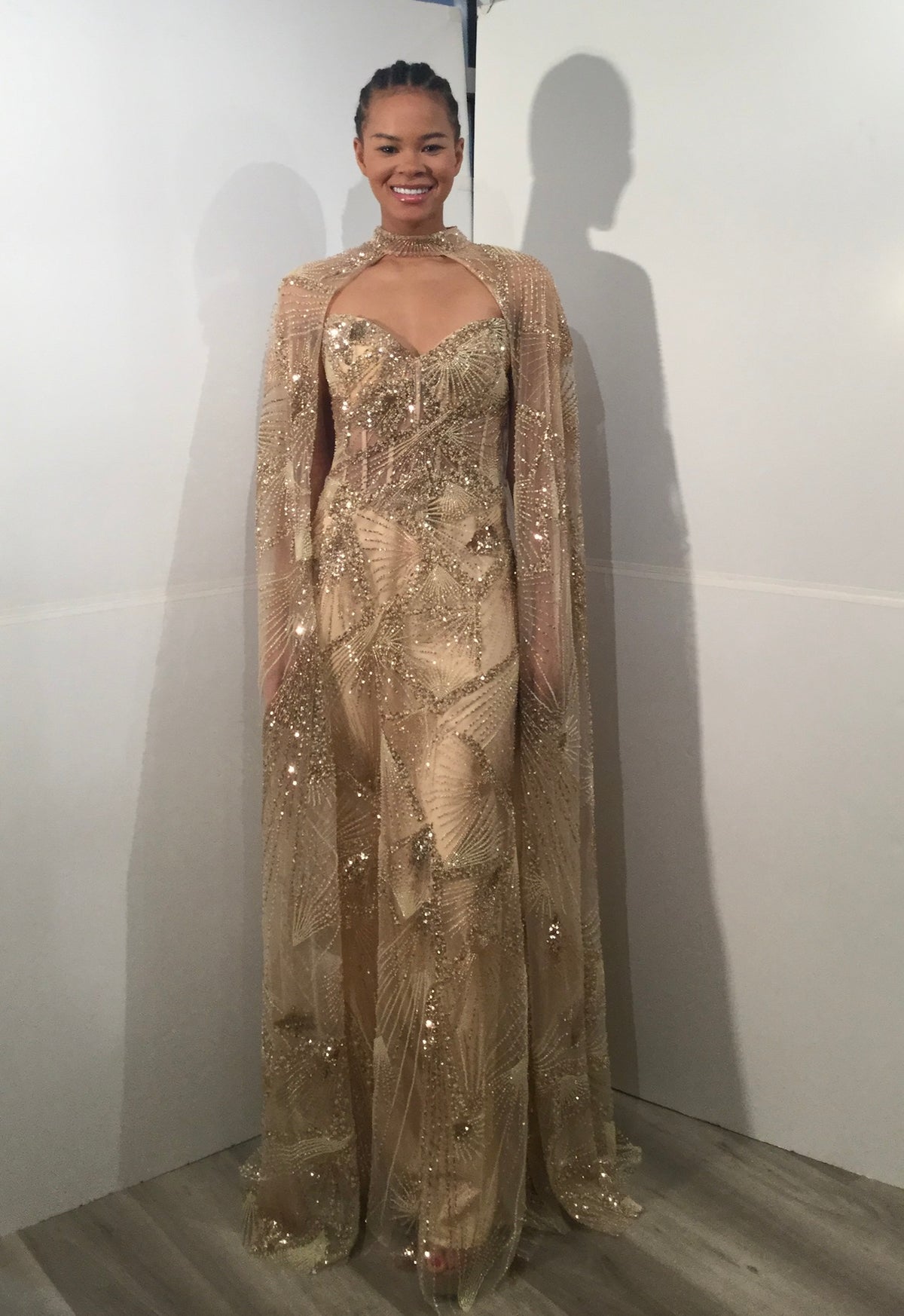 Jovani 39214 Embellished Gown with Sheer Cape – Madeline's