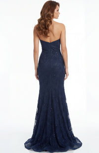 Jovani - 47182 - Strapless Lace Fitted Gown With Train