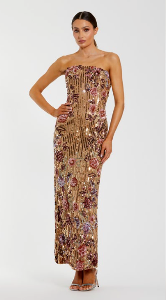 Mac Duggal - 6193 - Strapless Floral Sequin Column Dress