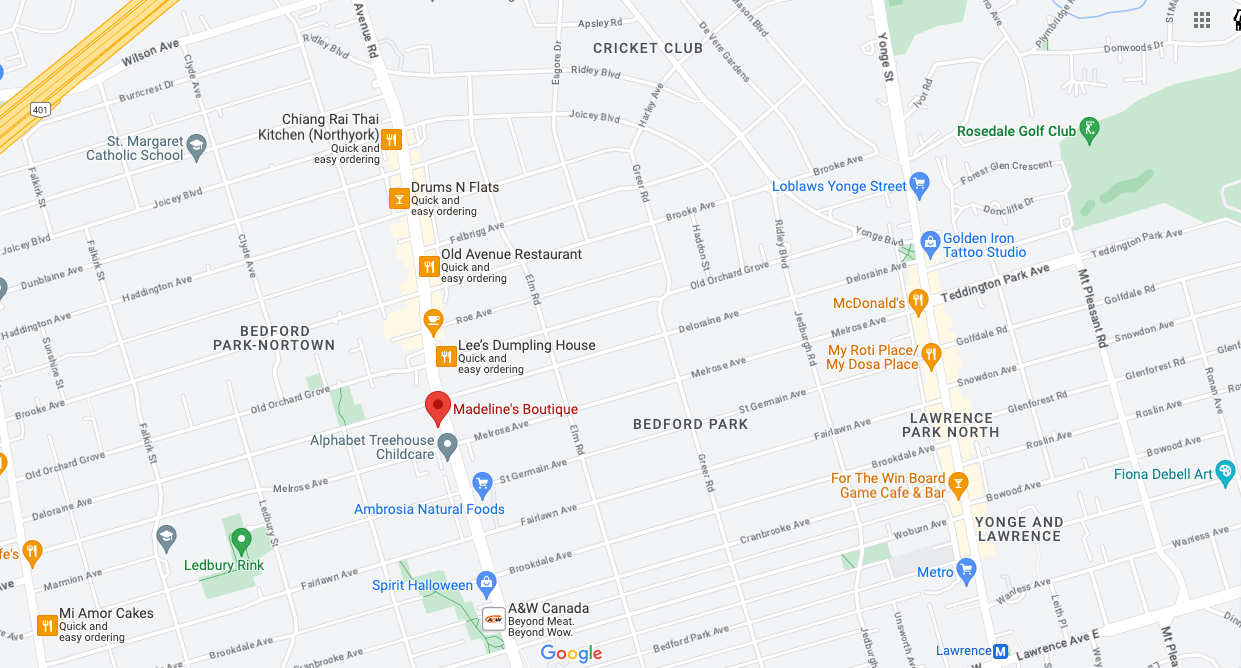 Madeline's Boutique - Toronto Store Location - Google Map