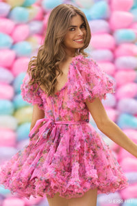 Sherri Hill 55624 Floral Print Cocktail Dress in Tulle. Available at Madeline's Boutique in Boca Raton, Florida and Toronto, Canada.
