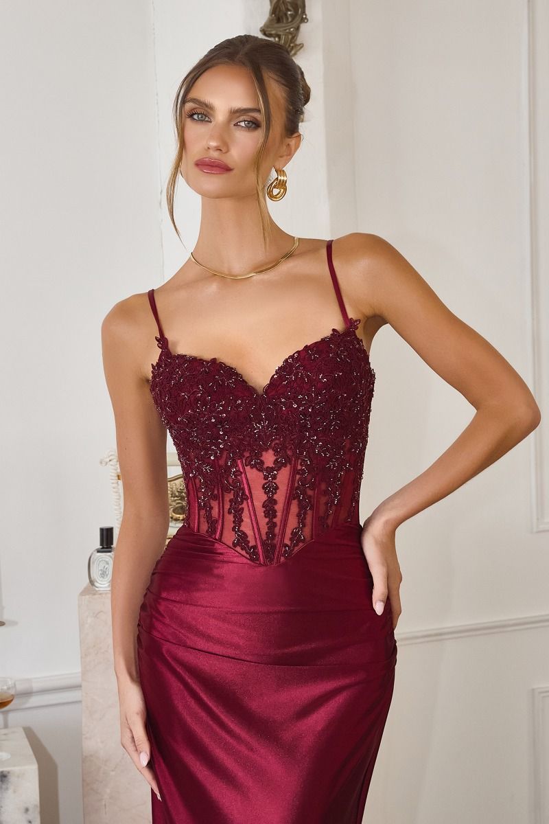 Amoris - T819 - Beaded Corset Fitted Gown