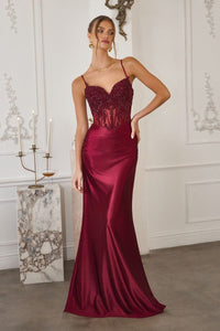 Amoris - T819 - Beaded Corset Fitted Gown