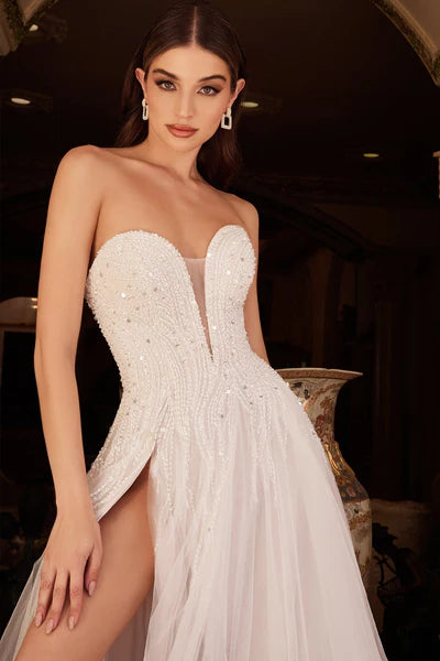 Andrea & Leo - A1071W - Strapless Sequin Tulle Gown