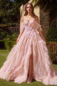 Andrea & Leo A1340 - An enchanting ball gown with embellished lace appliqué, perfect for a fairy-tale prom night.