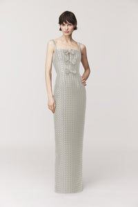 Audrey+Brooks 6713 Strapless Column Gown – In Ivory.  Front View.