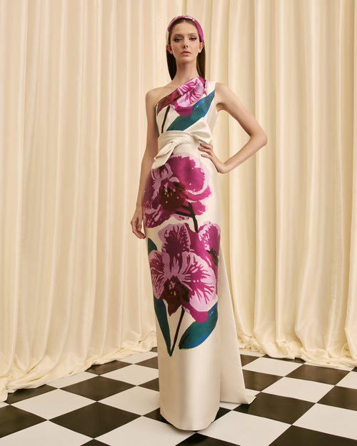 Audrey+Brooks - 7044 - One Shoulder Bow Detail Column Gown