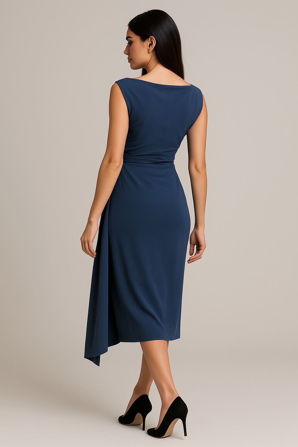 Chiara Boni - Cinthia - Draped Asymmetric Midi Dress Chiara Boni - Cinthia - Draped Asymmetric Midi Dress