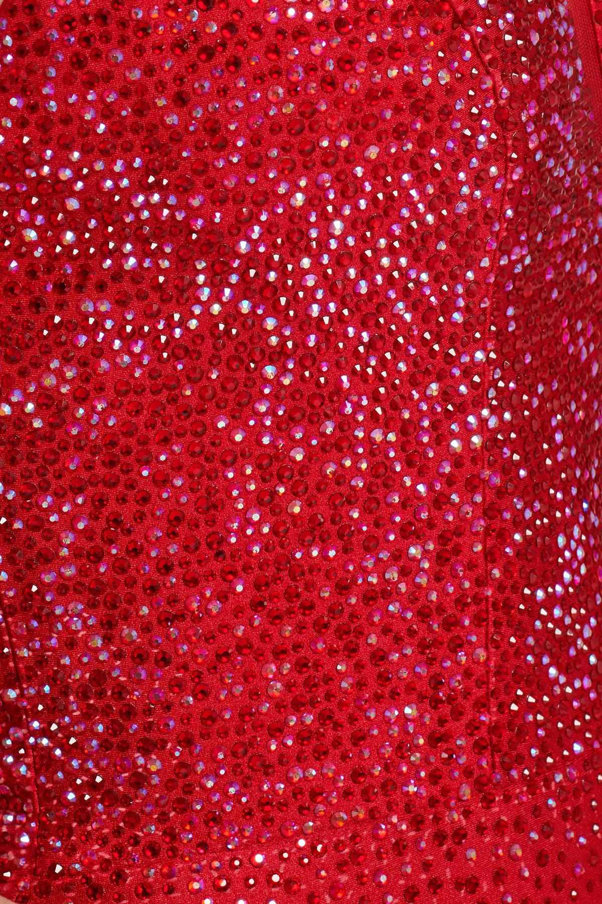 Ellie Wilde EW120012 Sleeveless Fit and Flare Gown - A stunning fit and flare gown featuring a plunging V-neck, stone accents, open bandeau back, horsehair hem, and sweep train, perfect for prom.