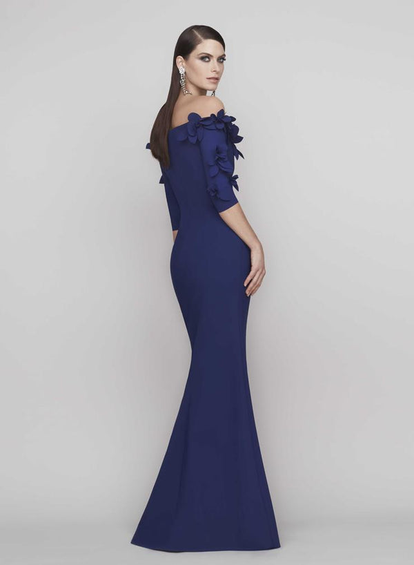 Frascara 4130 Elegant Fitted Crepe Dress with 3D Floral Adornments