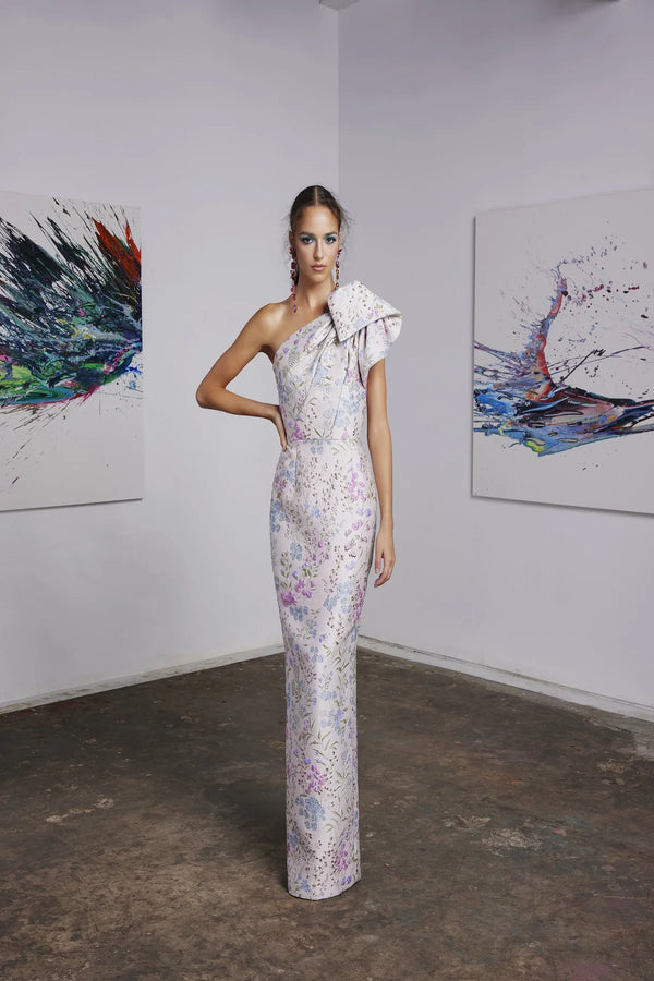 Frascara 4644 - An elegant one-shoulder evening gown with a draped bodice, perfect for special evening events and mother of the bride or groom occasions.