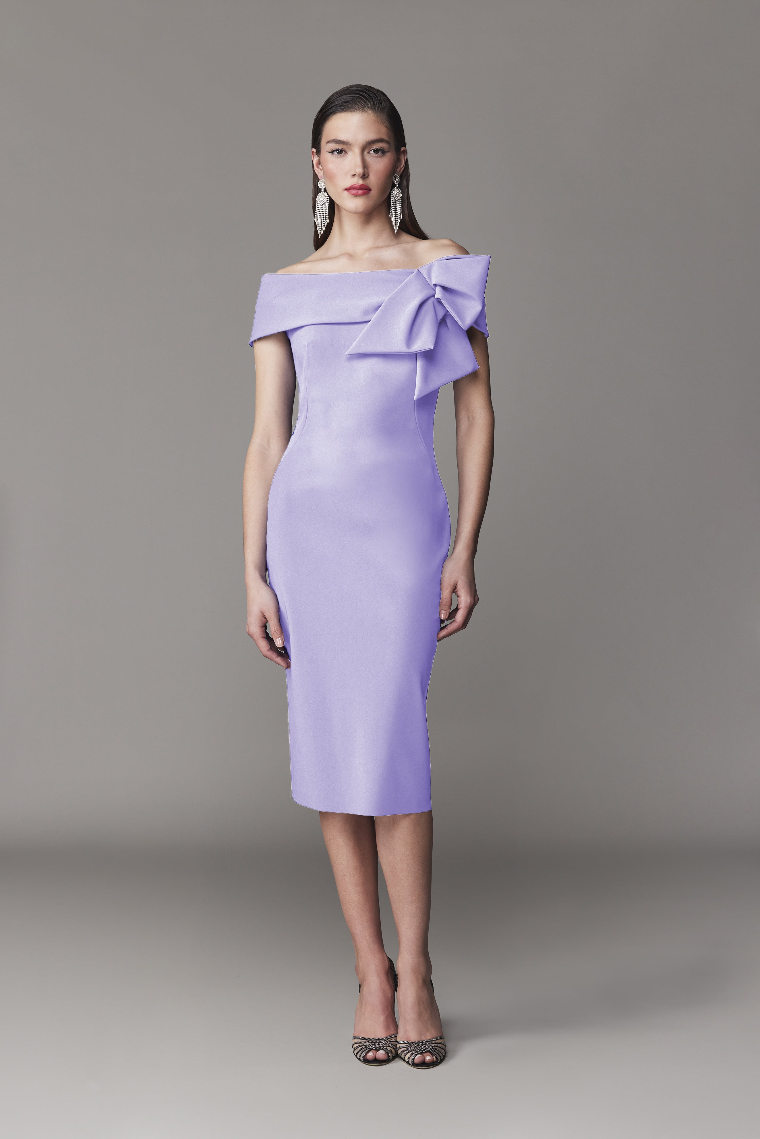 Frascara - 4724 - Off-the-Shoulder Jersey Dress with Asymmetrical