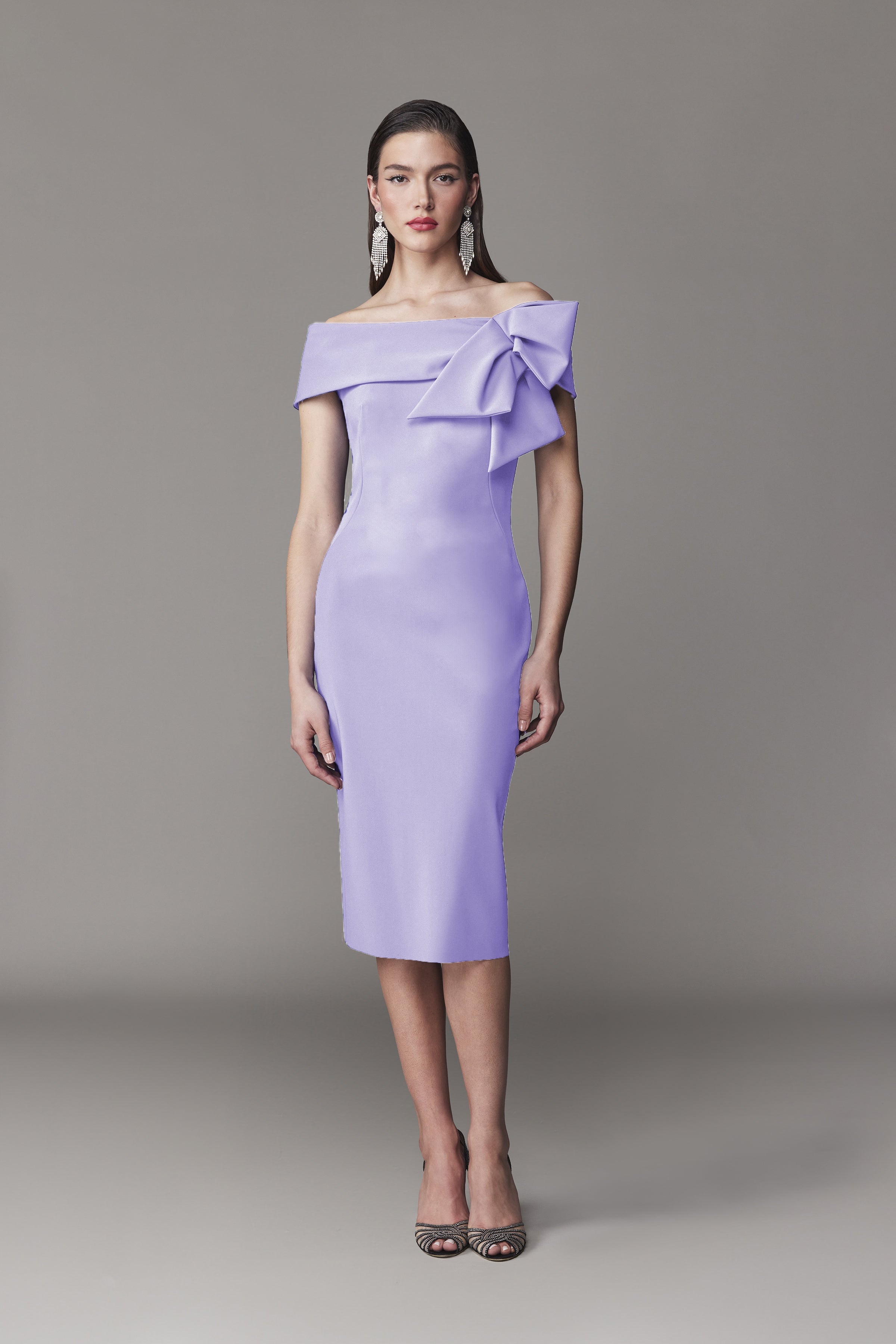 Frascara - 4724 - Off-the-Shoulder Jersey Dress with Asymmetrical Bow Madeline's Boutique Boca Raton Frascara - 4724 - Off-the-Shoulder Jersey Dress with Asymmetrical Bow Madeline's Boutique Boca Raton