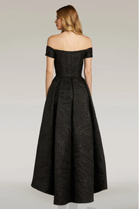 Gia Franco - 12262 - Off The Shoulder Jacquard High-Low Evening Dress