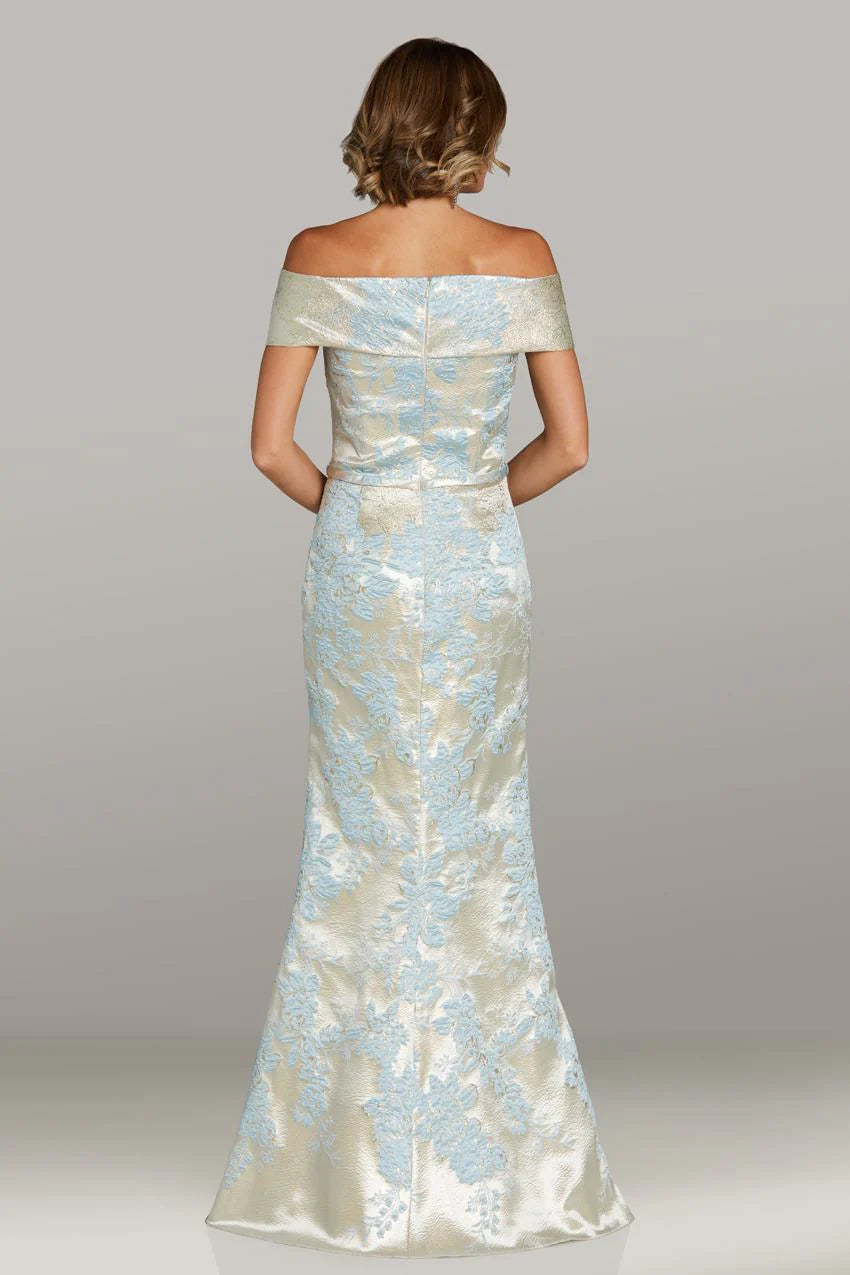 Gia Franco - 12440 - Off-the-Shoulder Metallic Jacquard Gown Madeline's Boutique Boca Raton Gia Franco - 12440 - Off-the-Shoulder Metallic Jacquard Gown Madeline's Boutique Boca Raton