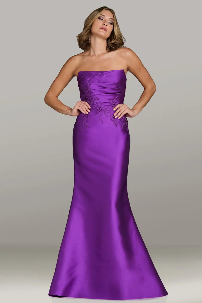 Gia Franco - 12526 - Strapless Evening Gown with Floral Appliqué