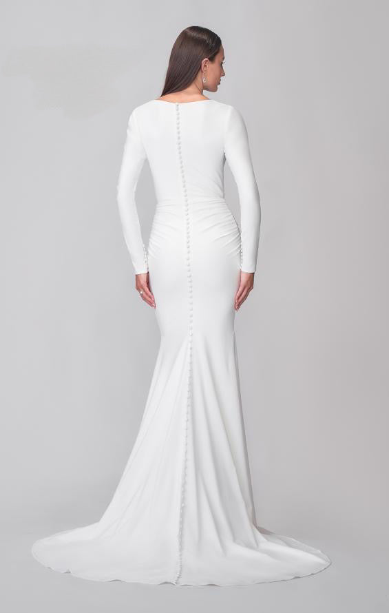Madeline's Boutique - Joelle Olivia J2171 Ivory Long Sleeve Bridal Gown with Deep V Neckline - Elegant and Timeless Wedding Dress