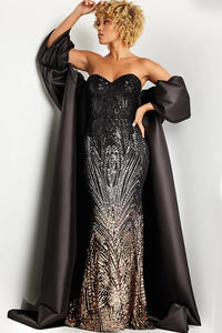 Jovani 38746 Beaded Evening Gown with Satin Cape Madeline's