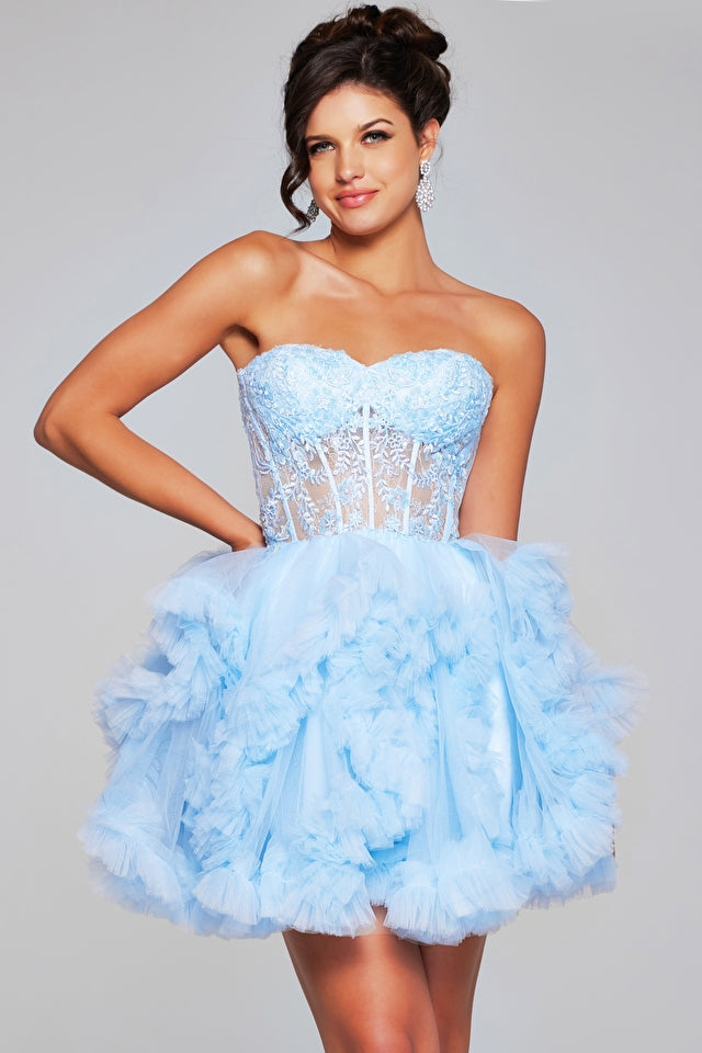 JOVANI - 40628 - Sweetheart Neckline Fit and Flare Short Dress JOVANI - 40628 - Sweetheart Neckline Fit and Flare Short Dress