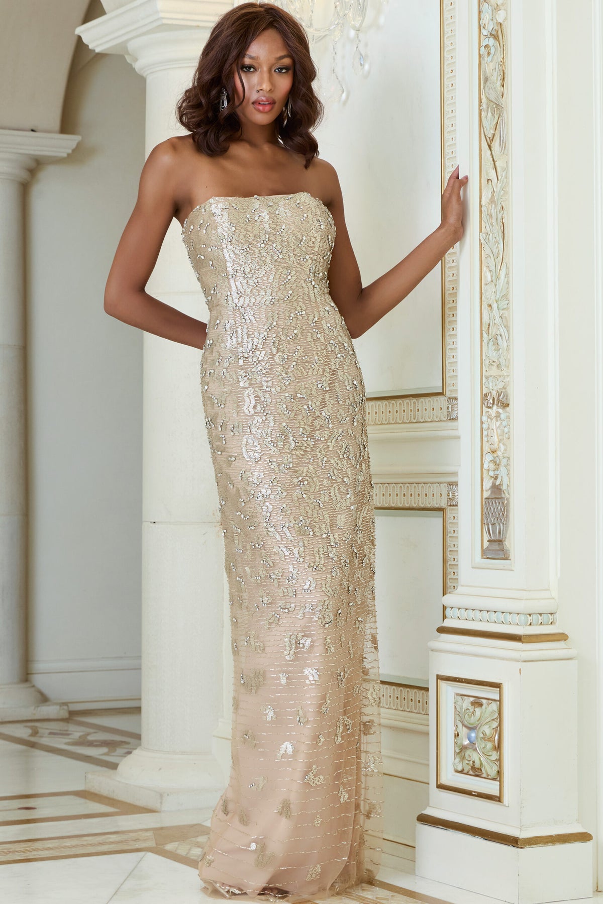 Jovani - 40887 - Strapless Sequin Column Gown Madeline's Boutique Boca Raton Jovani - 40887 - Strapless Sequin Column Gown Madeline's Boutique Boca Raton