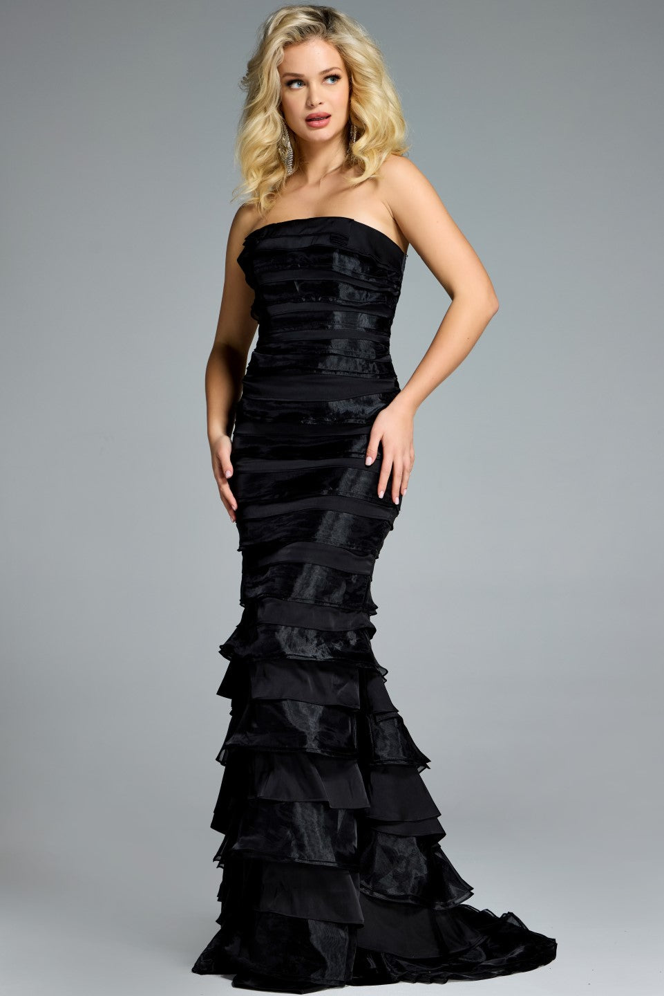 Jovani - 44383 - Strapless Tiered Ruffle Gown