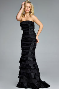 Jovani - 44383 - Strapless Tiered Ruffle Gown