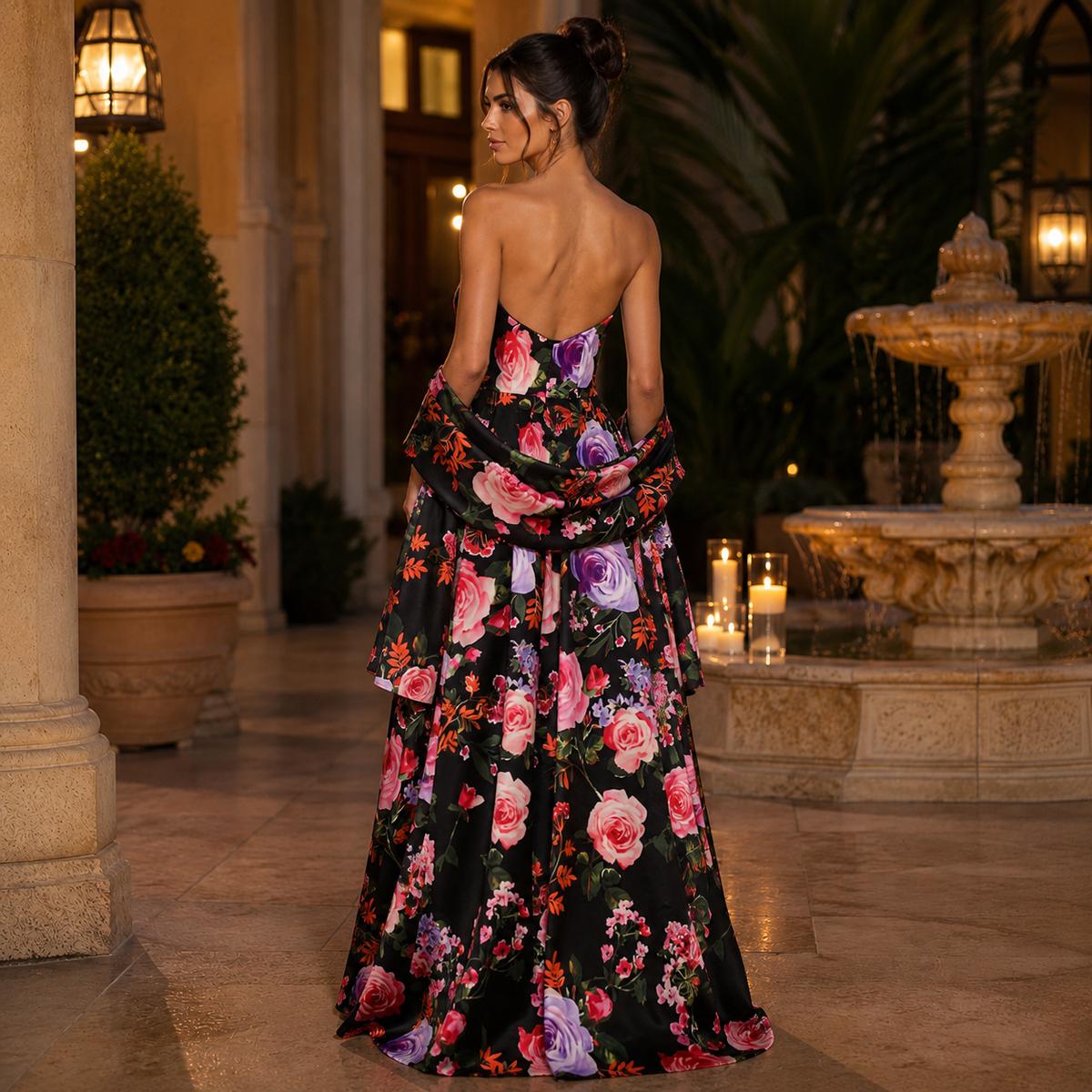 Jovani - 46563 - Strapless Floral A-Line Evening Gown