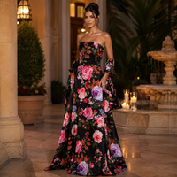 Jovani - 46563 - Strapless Floral A-Line Evening Gown