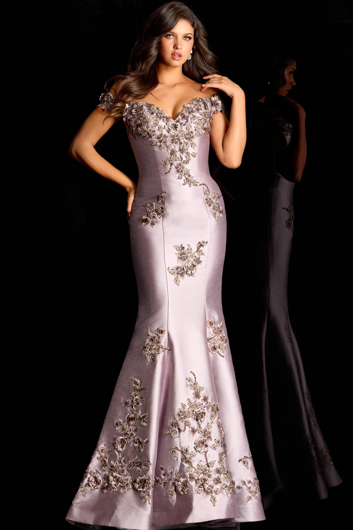 Jovani - 47217 - Off-Shoulder Embellished Mermaid Gown