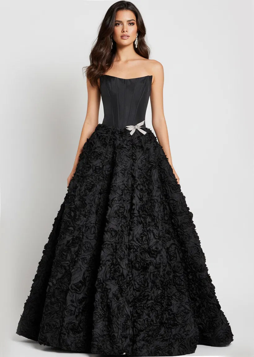 Jovani - 47695 - Strapless Ball Gown with 3D Floral Skirt
