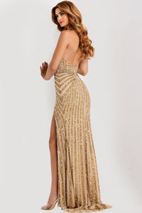 Jovani - 48531 - Halter Sequin Gown with Keyhole