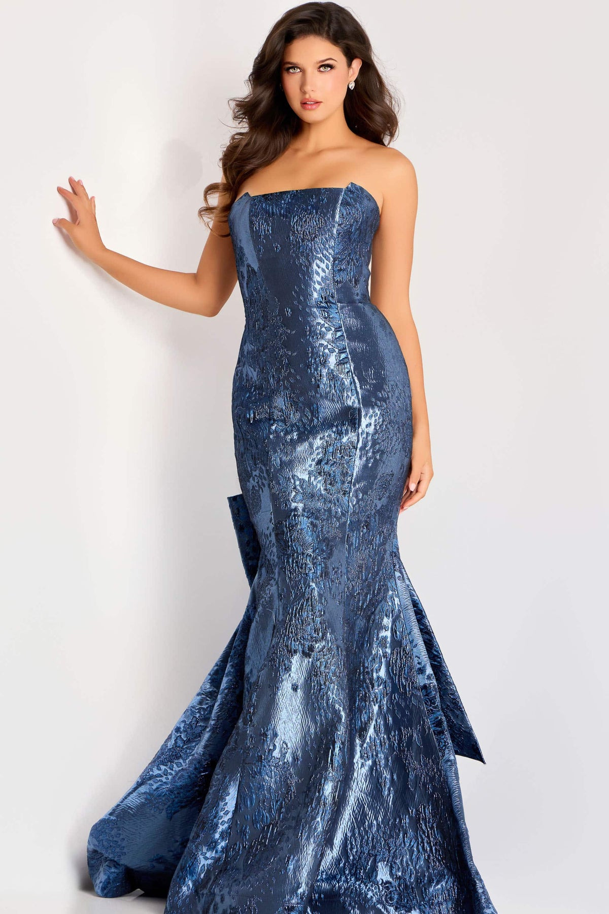 Jovani - 48949 - Strapless Mermaid Gown with Dramatic Back Peplum