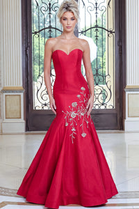 Jovani - 53140 - Strapless Gown with Embroidery