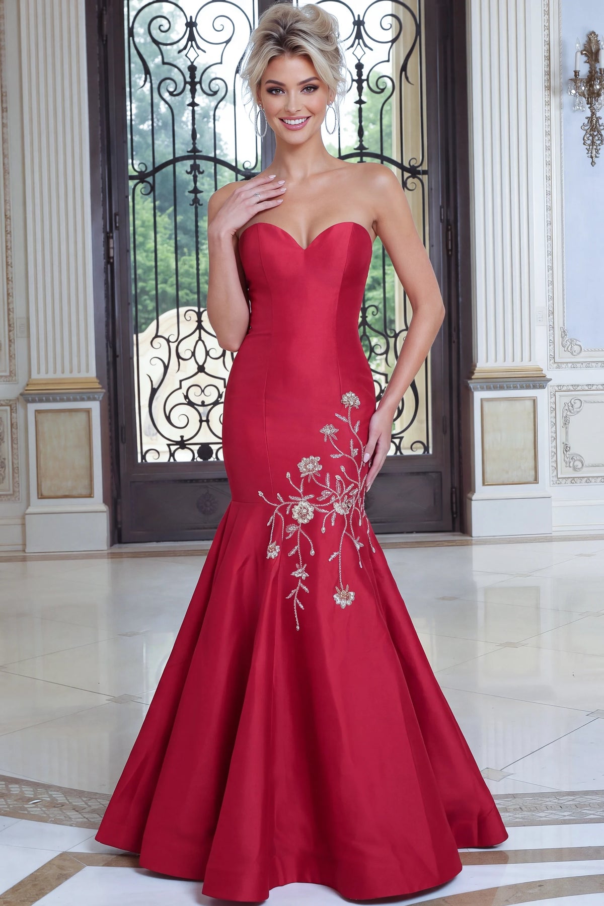 Jovani - 53140 - Strapless Gown with Embroidery