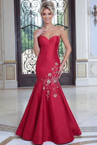 Jovani - 53140 - Strapless Gown with Embroidery