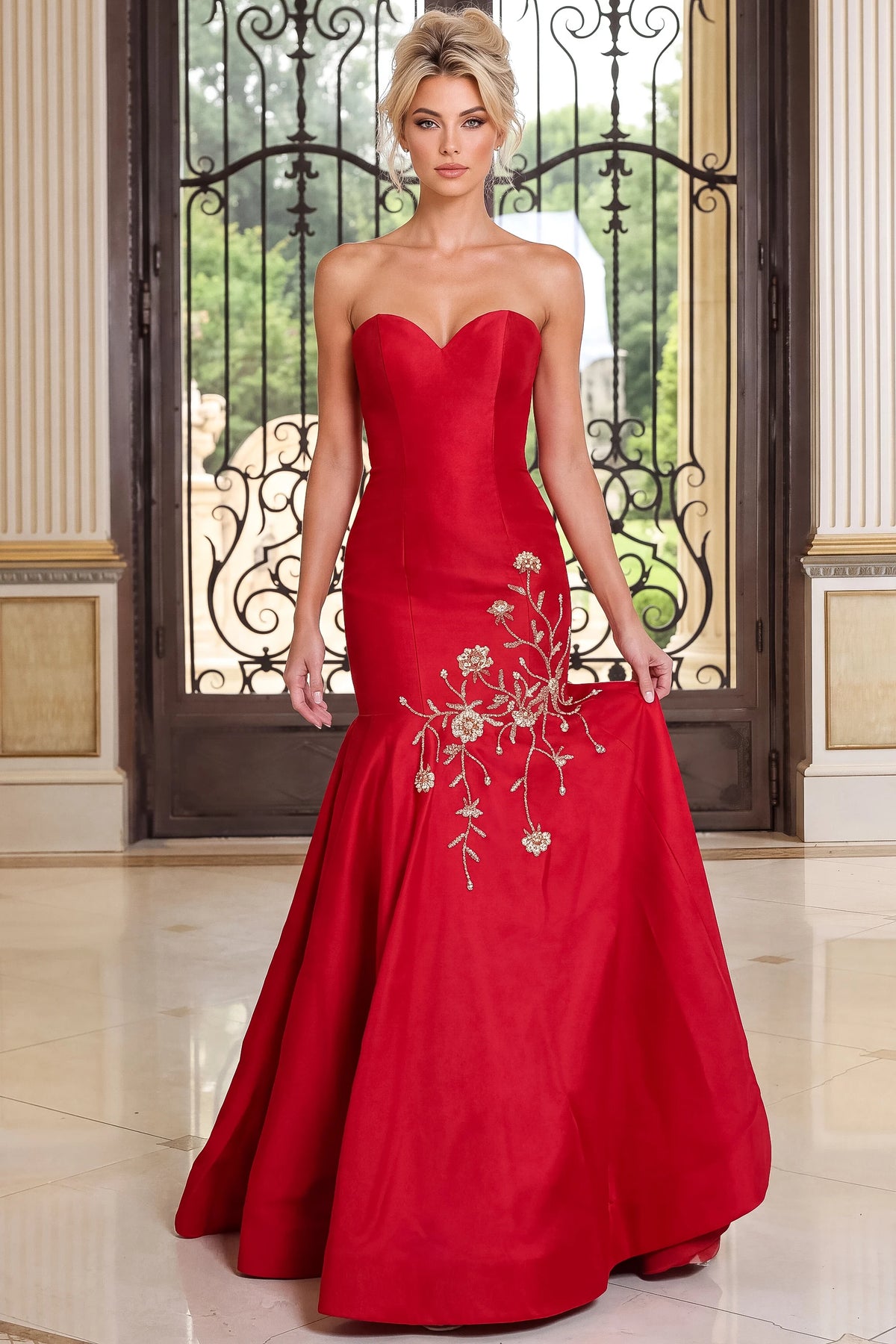 Jovani - 53140 - Strapless Gown with Embroidery
