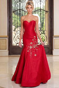 Jovani - 53140 - Strapless Gown with Embroidery